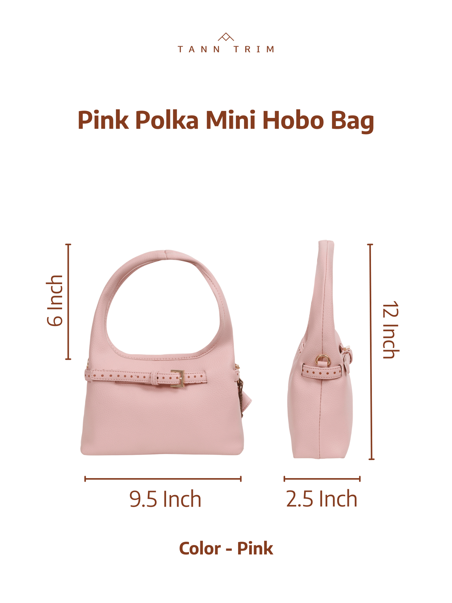 Pink Polka Mini Hobo Bag