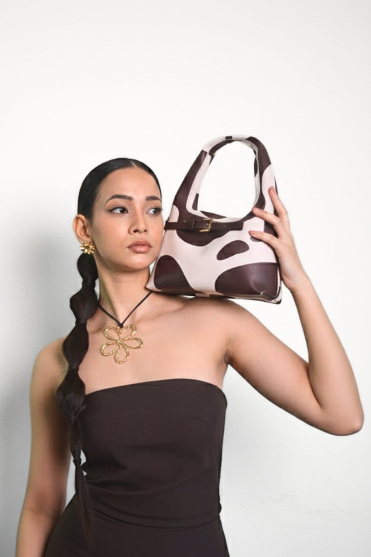 Cow Printed Mini Hobo Bag