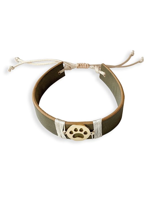 Olive Green Paw Vegan Leather Band