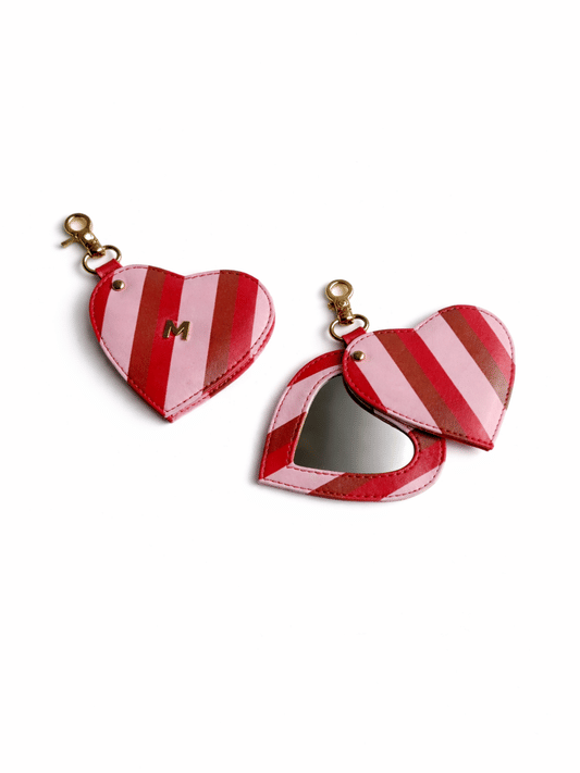 Stripe Heart Mirror Bag Charm