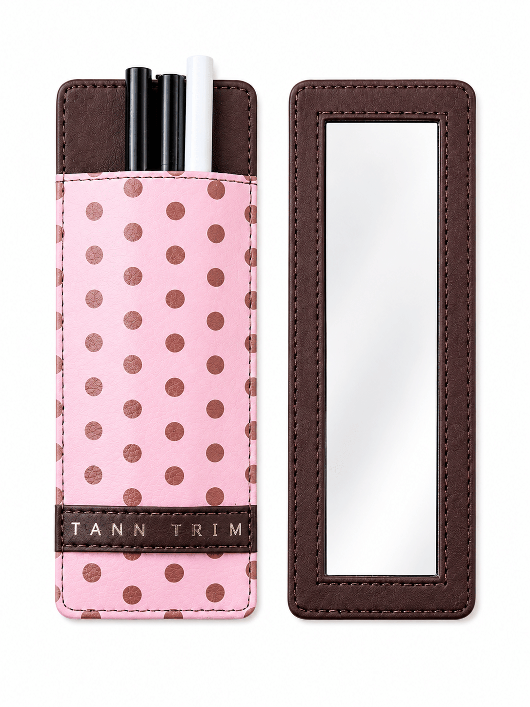 Pink & Tann Polka Lip Liner Case & Mirror