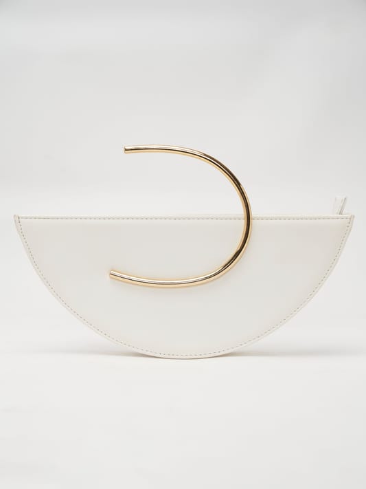 Gold Arch Handbag - White