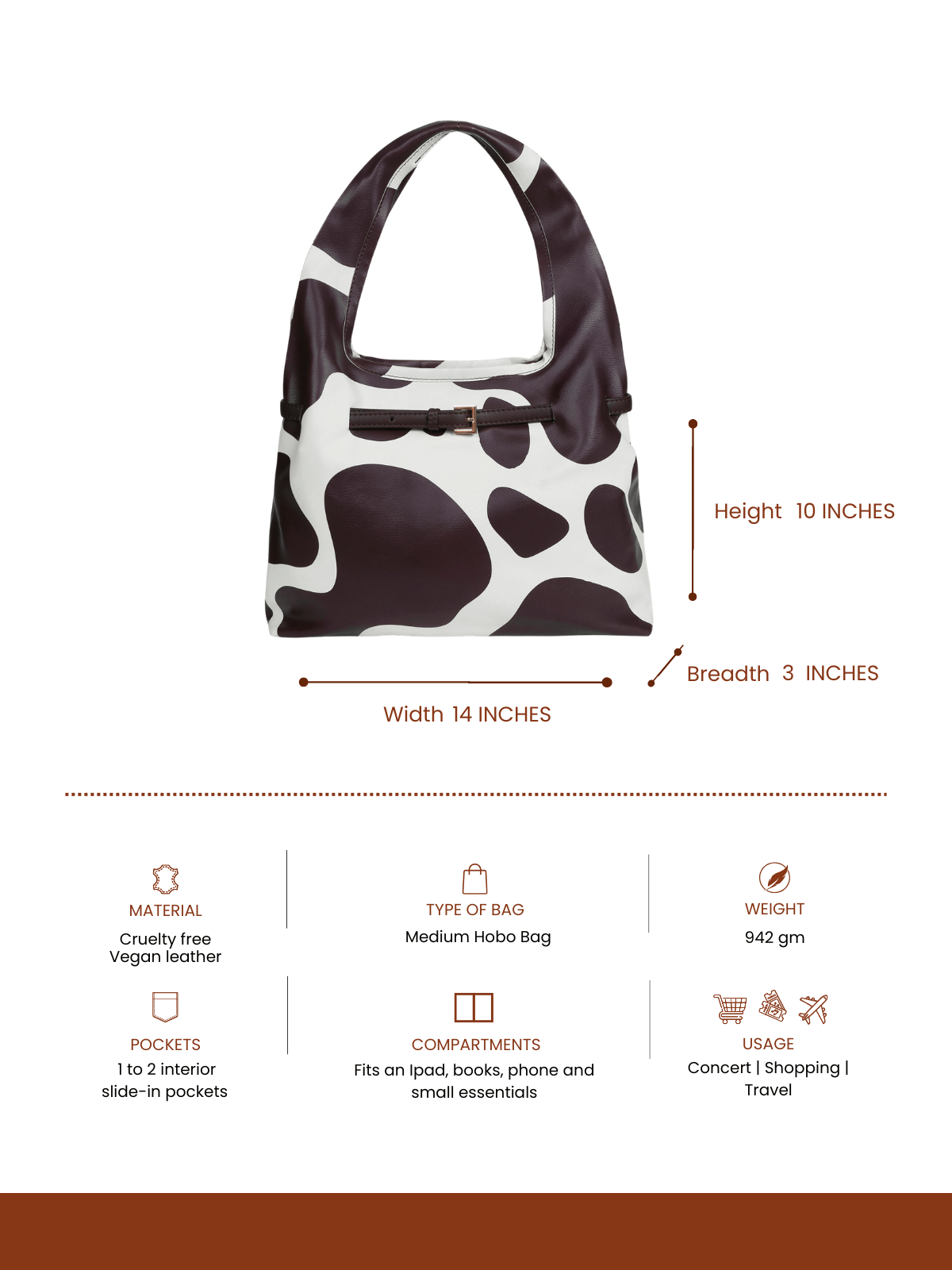 Cow Printed Shoulder Bag