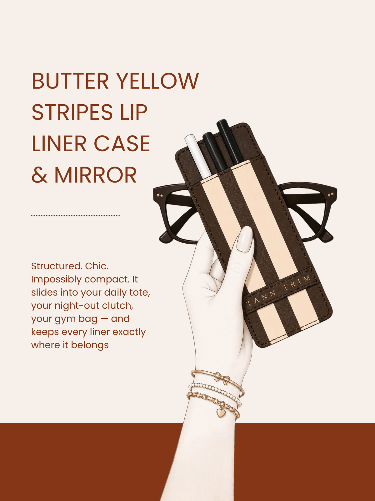 Butter Yellow Striper Lip Liner Case & Mirror