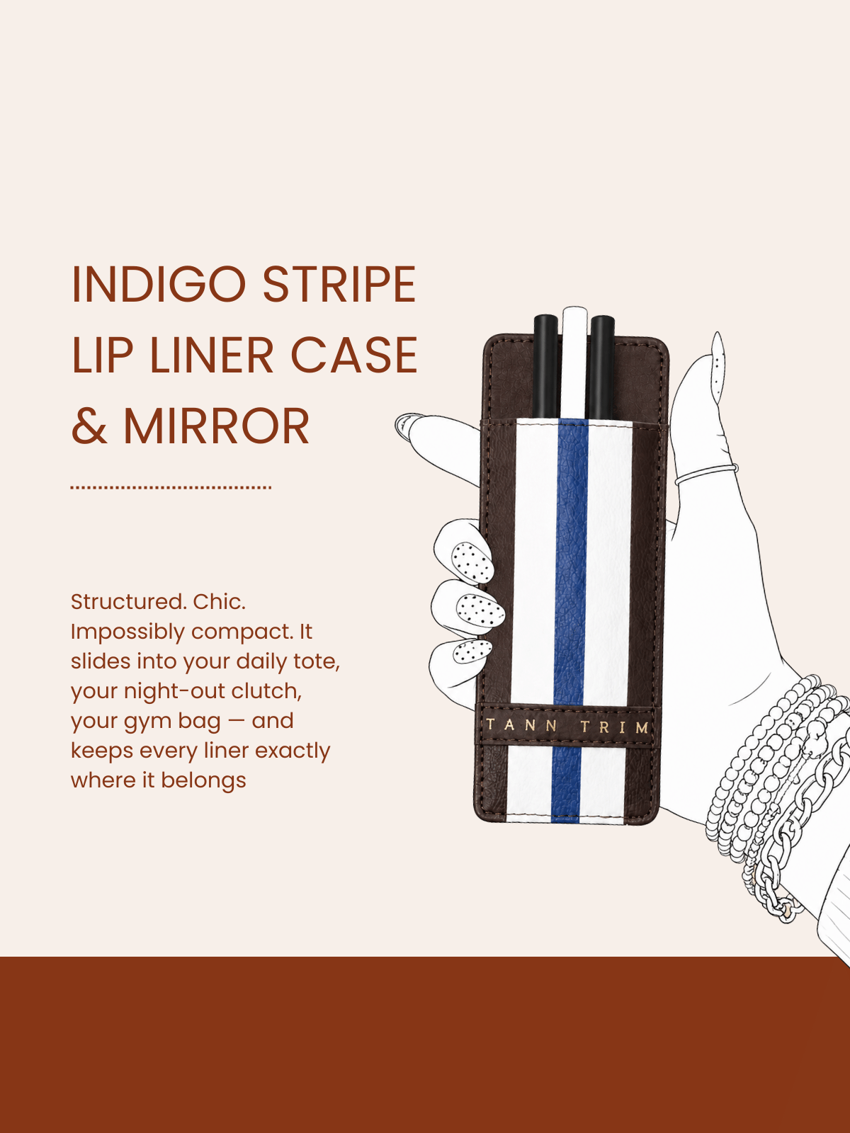 Indigo Stripes Lip Liner Case & Mirror
