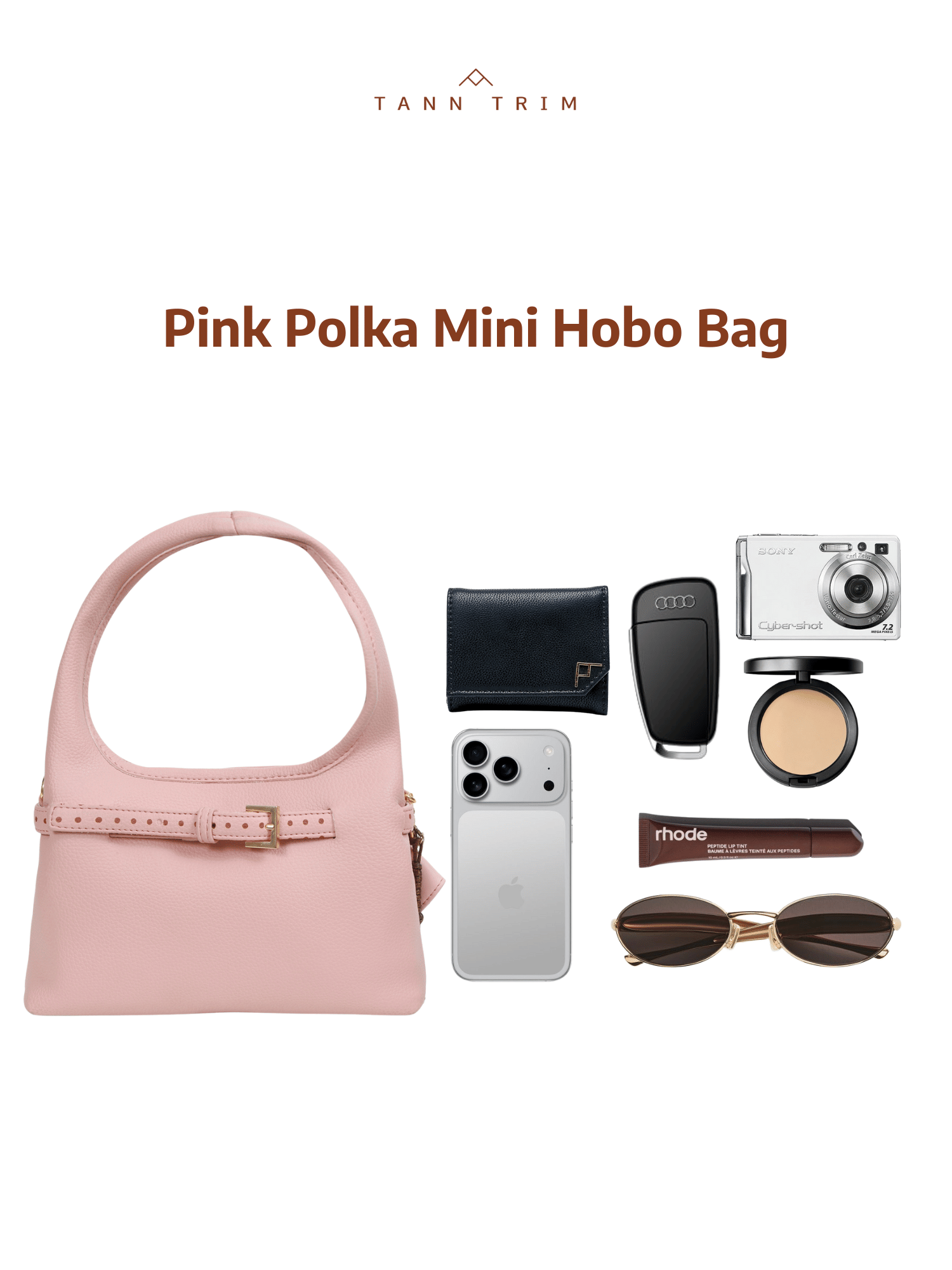 Pink Polka Mini Hobo Bag