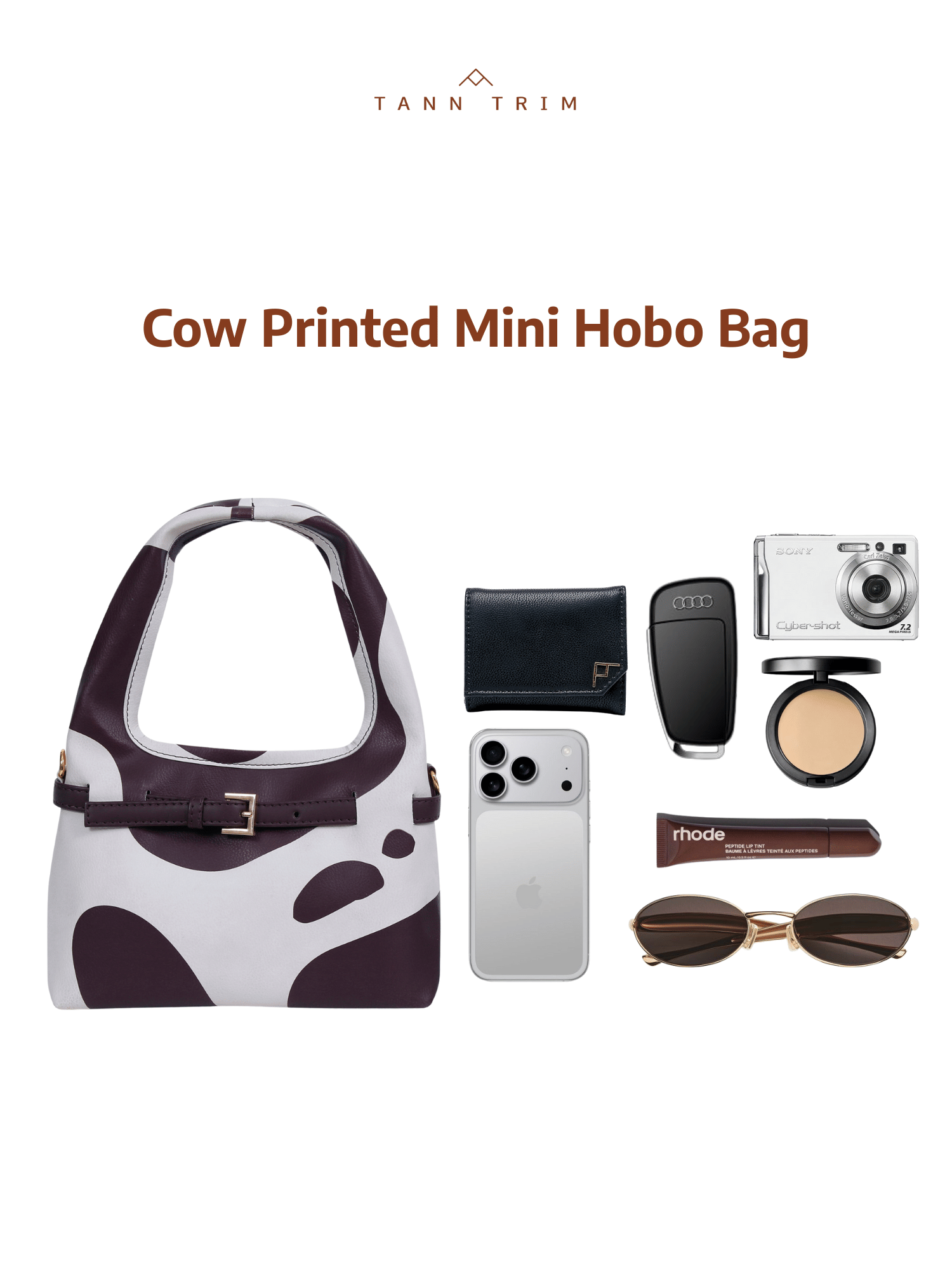 Cow Printed Mini Hobo Bag
