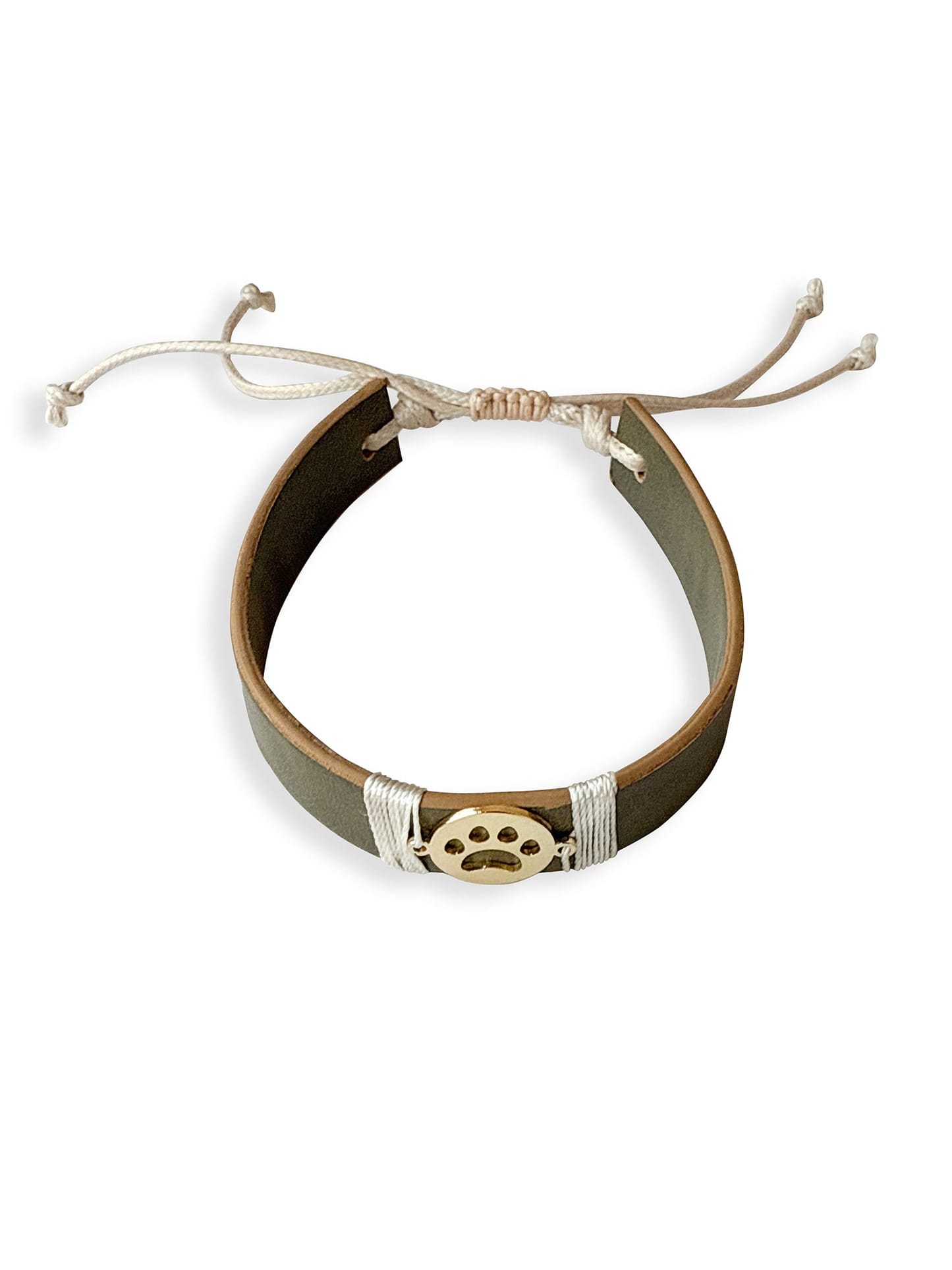 Olive Green Paw Vegan Leather Band
