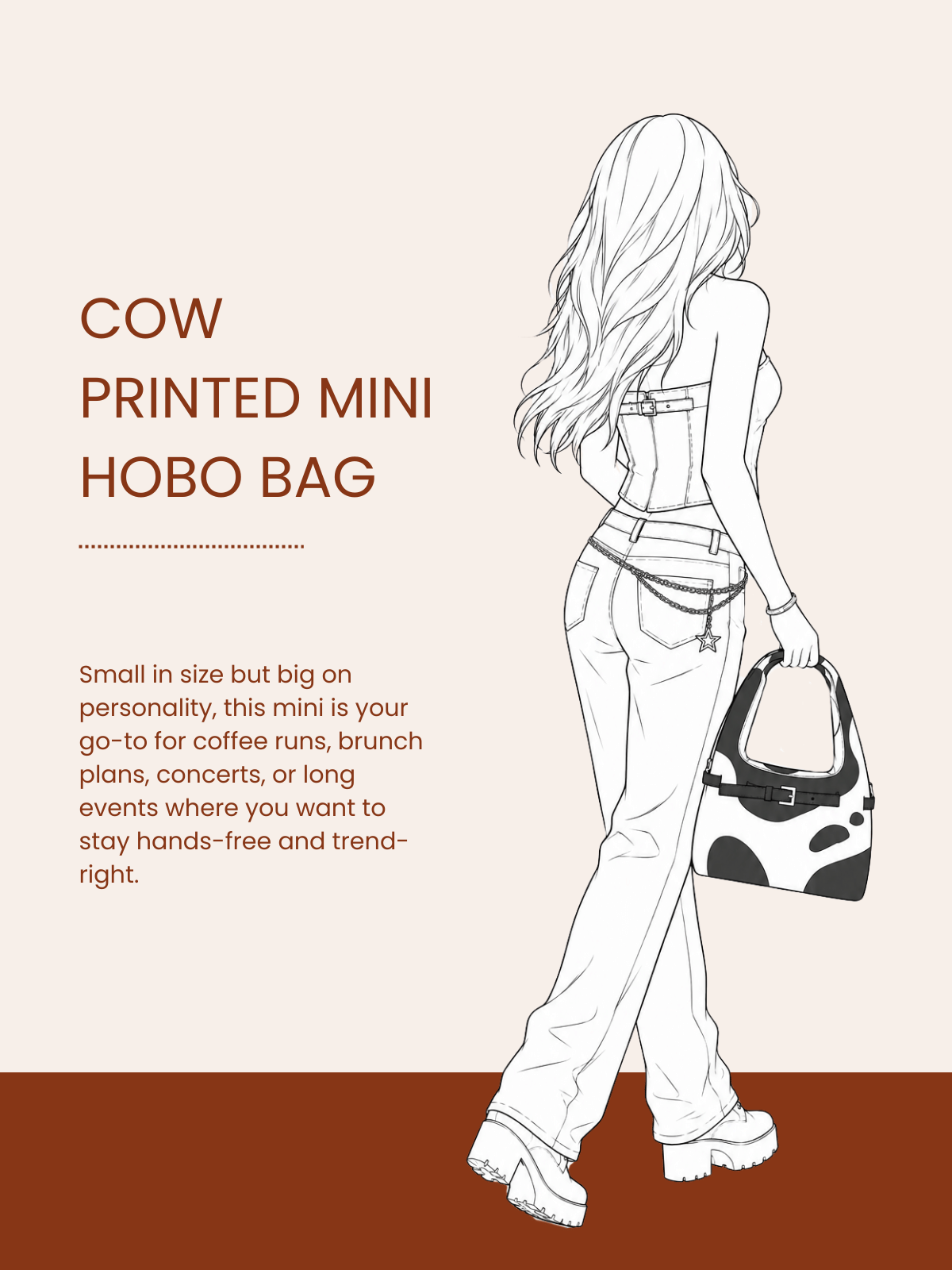 Cow Printed Mini Hobo Bag