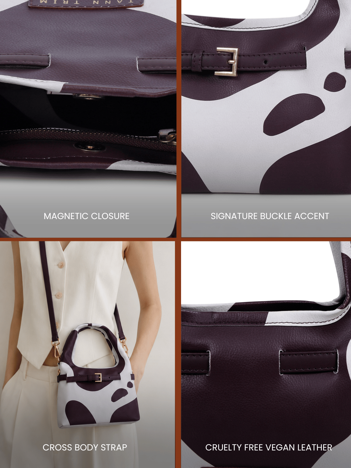 Cow Printed Mini Hobo Bag