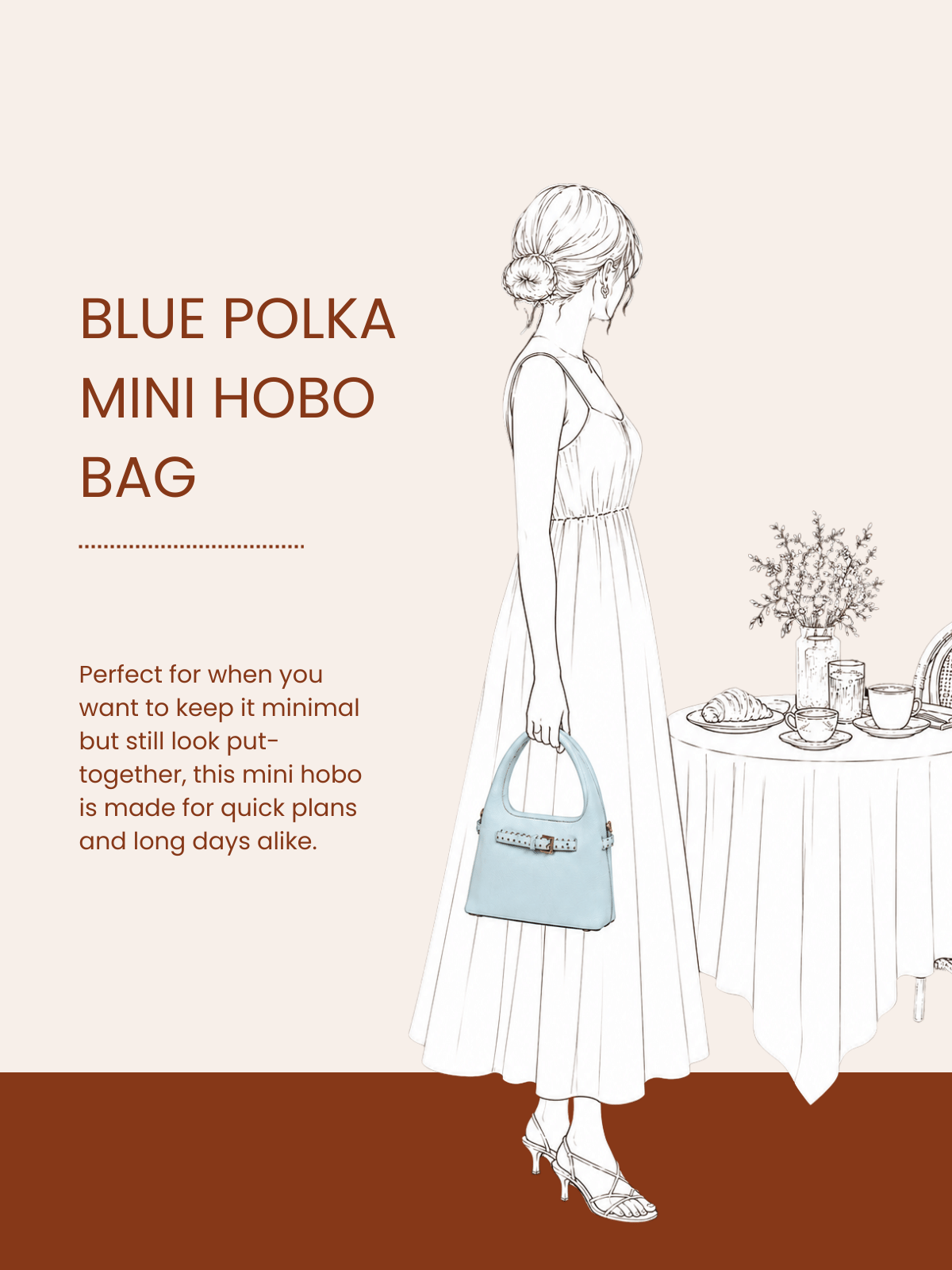 Blue Polka Mini Hobo Bag