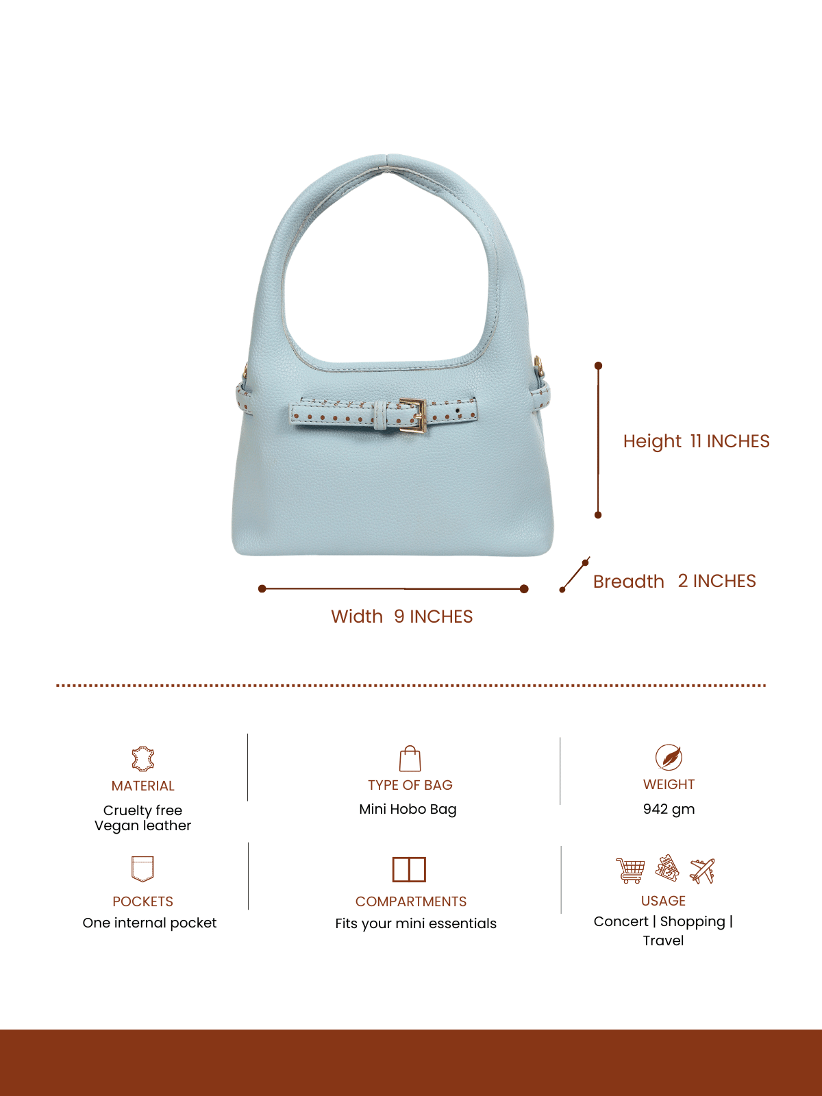 Blue Polka Mini Hobo Bag