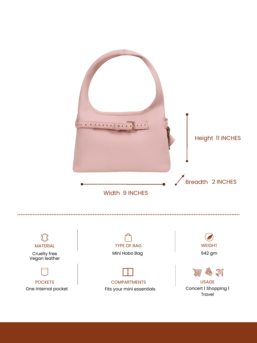 Pink Polka Mini Hobo Bag