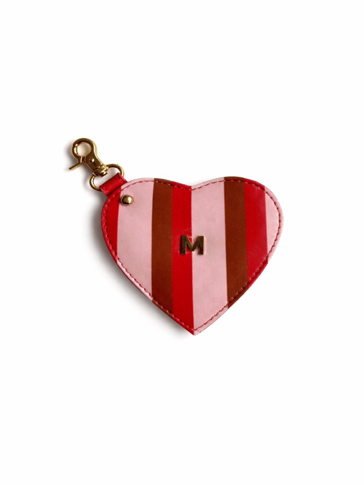 Stripe Heart Mirror Bag Charm