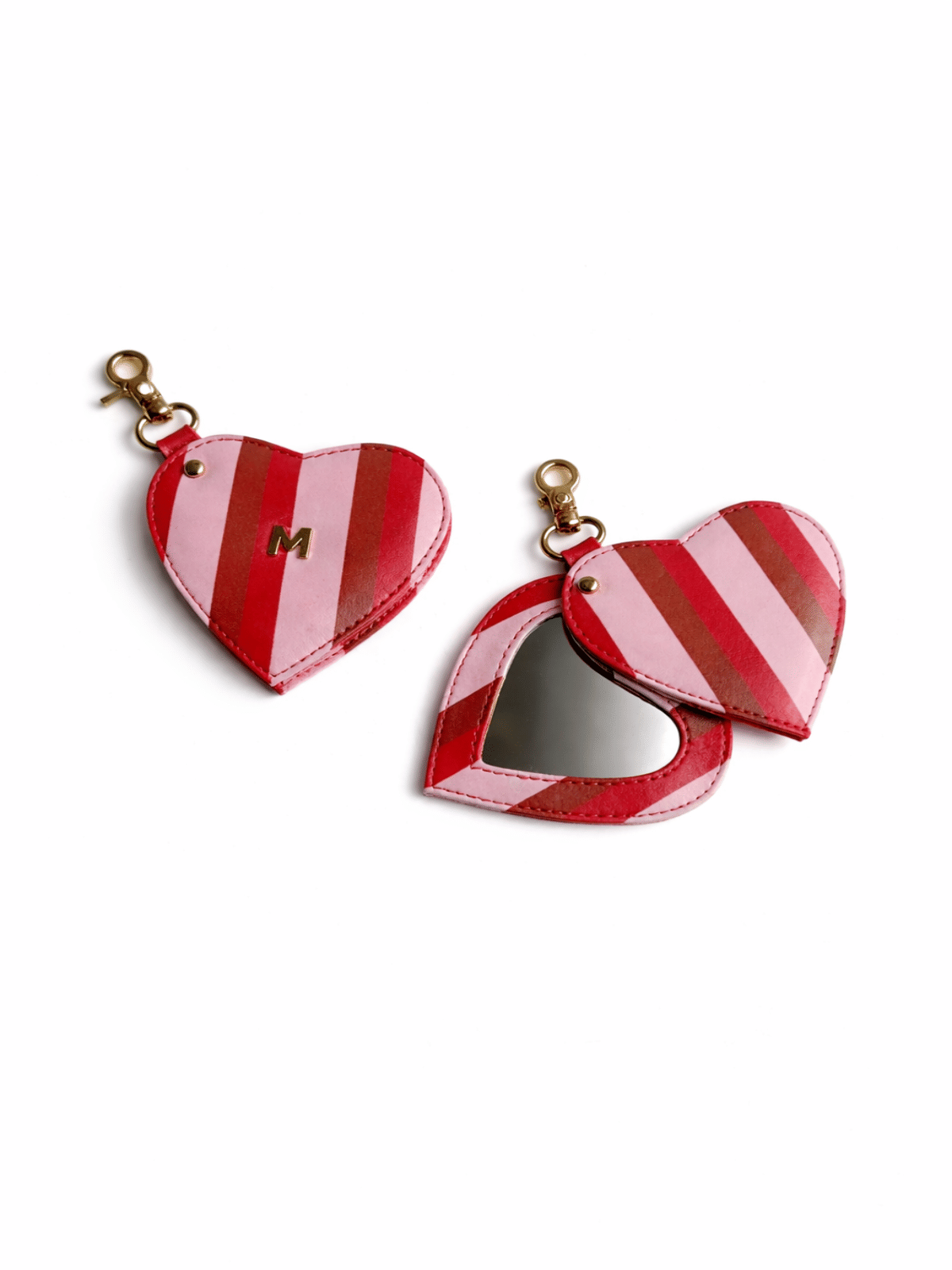 Stripe Heart Mirror Bag Charm
