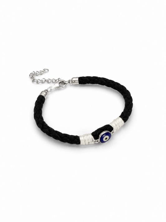 Black Suede Evil Eye Vegan Leather Band