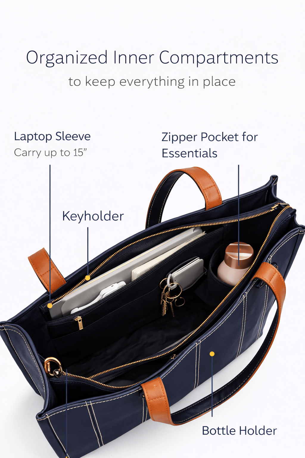 The Stacker Tote- Navy Blue