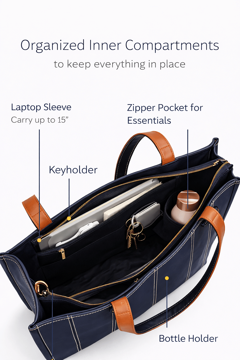 The Stacker Tote- Navy Blue