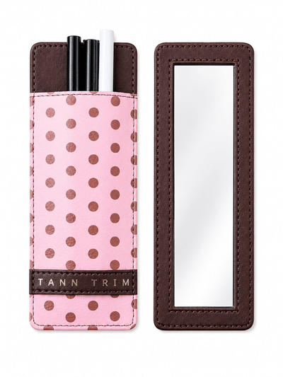 Pink & Tann Polka Lip Liner Case & Mirror