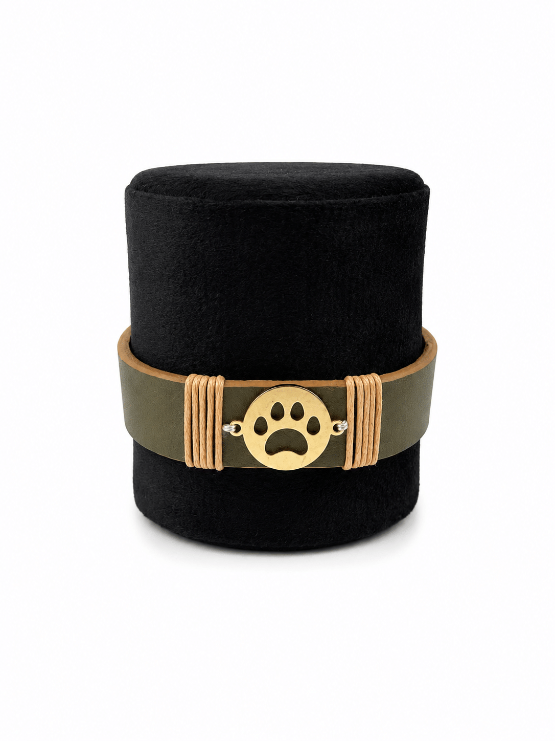 Olive Green Paw Vegan Leather Band