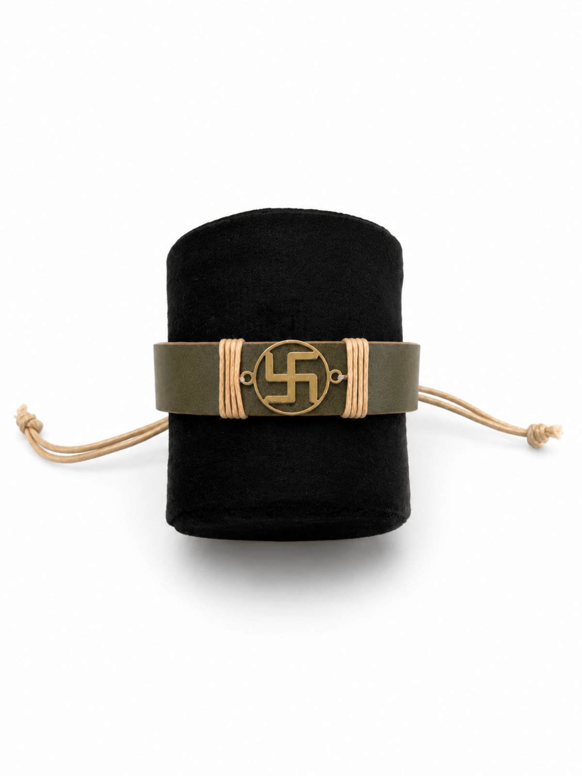 Olive Green Swastik Vegan Leather Band