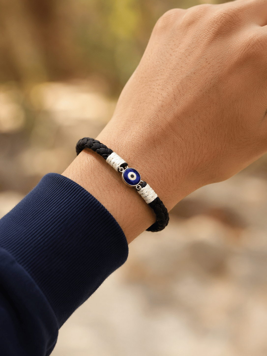 Black Suede Evil Eye Vegan Leather Band