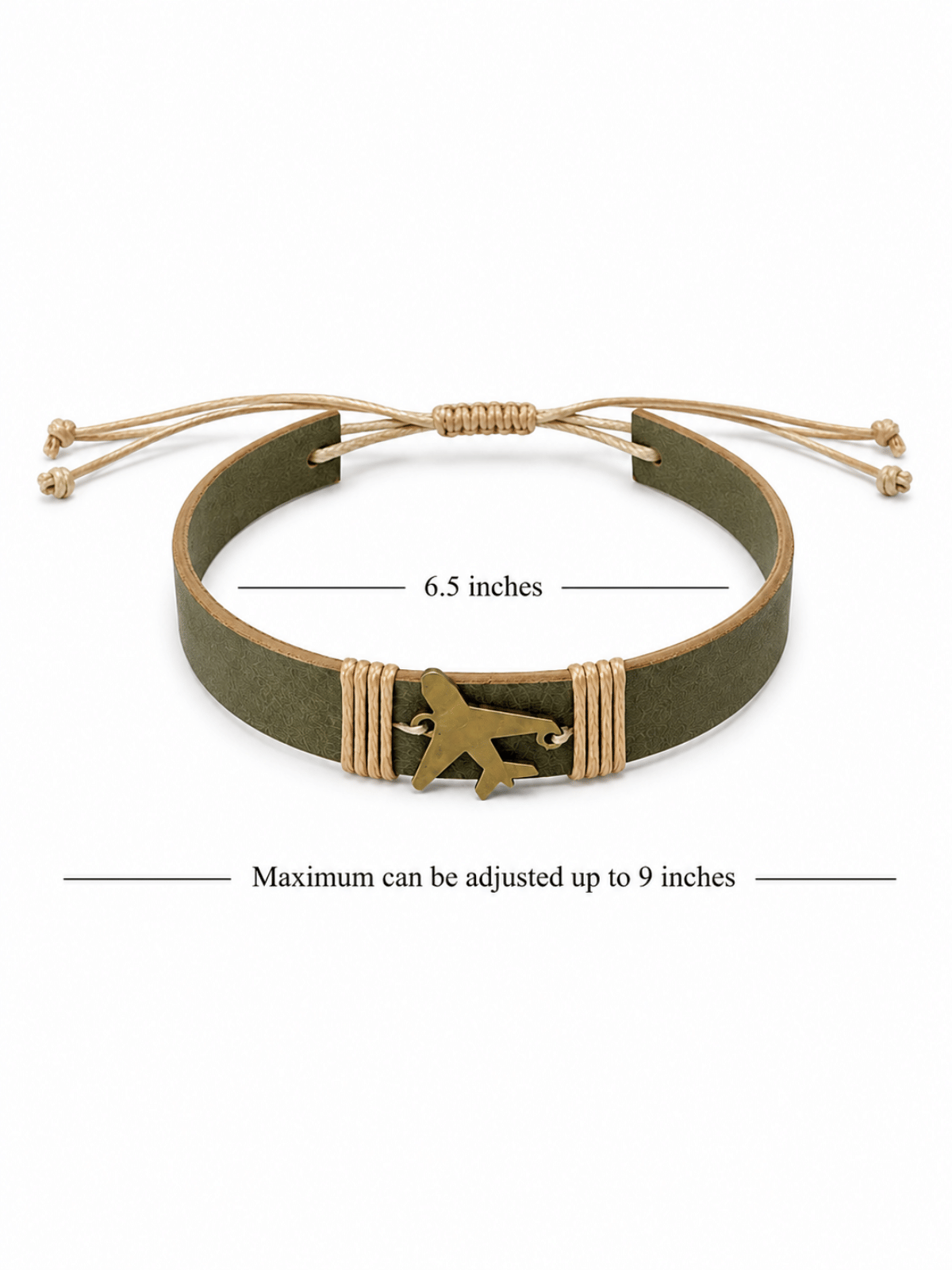 Olive Green Airplane Vegan Leather Band