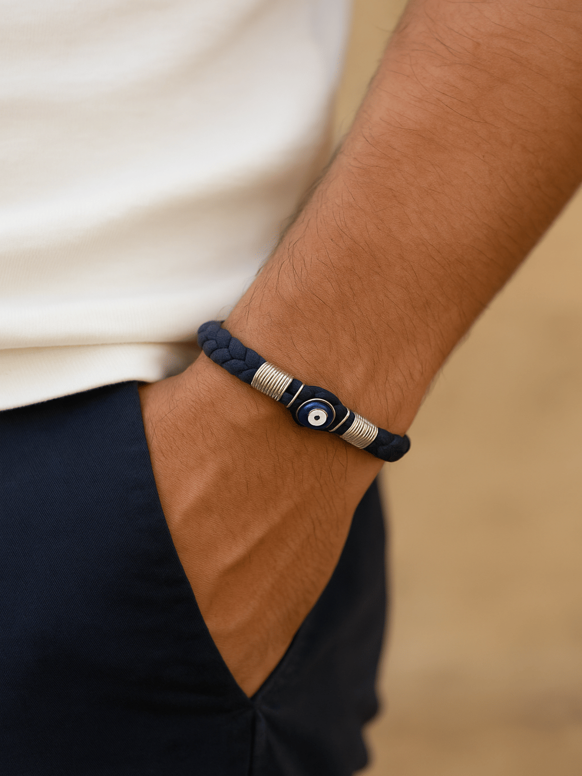 Blue Suede Evil Eye Vegan Leather Band