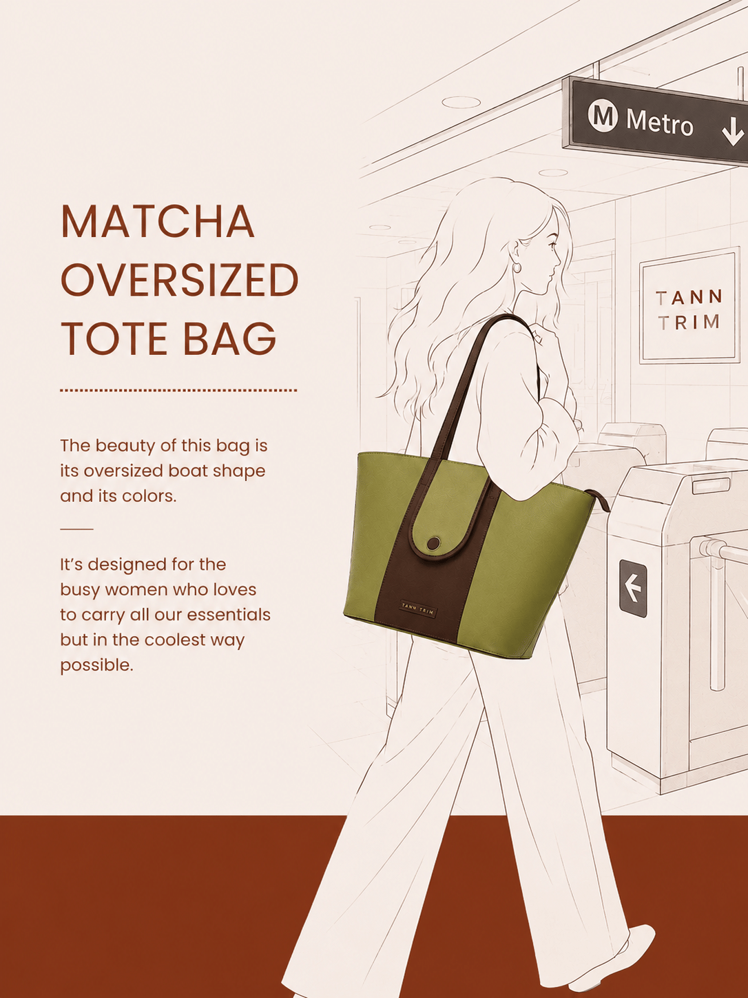 Matcha Oversized Arch Tote Bag